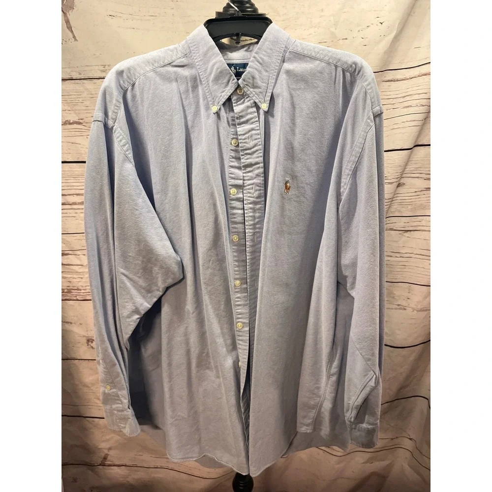 Polo Ralph Lauren Blake Shirt Mens XXL Light Blue Oxford Cotton Button Down L/S